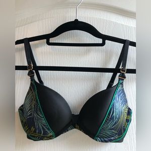 Victoria’s Secret Very Sexy Push-Up 32C, black with green & blue palm print